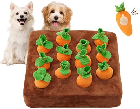 IVVIQQ Интерактивни Играчки за Кучета, Писклявый Мат с моркови сопением за Кучета, Плюшени Играчки-Пъзел 2 в 1, Нескользящие