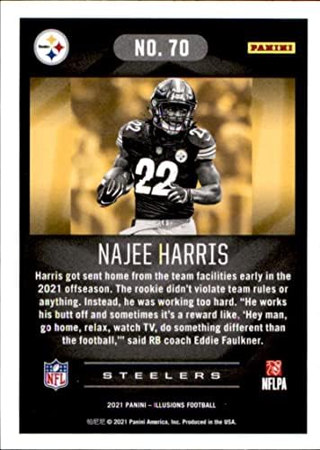 2021 Панини Illusions 70 Търговска картичка начинаещ футбол NFL Наджи Харис от Питсбърг Стийлърс RC