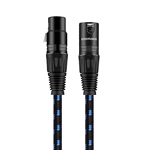 Микрофон Кабел DREMAKE XLR, 40 Фута Балансиран XLR 3-пинов кабел за микрофона между мъжете и жените за Жив звук и сцени, Студийно