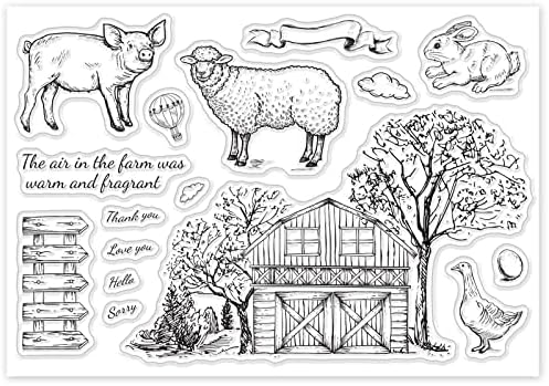 GLOBLAND 1 Лист Селскостопански Животни Прозрачен Печат Овце и Зайци Прозрачен Силиконов Печат Прасе и цех за Производство на Картички за