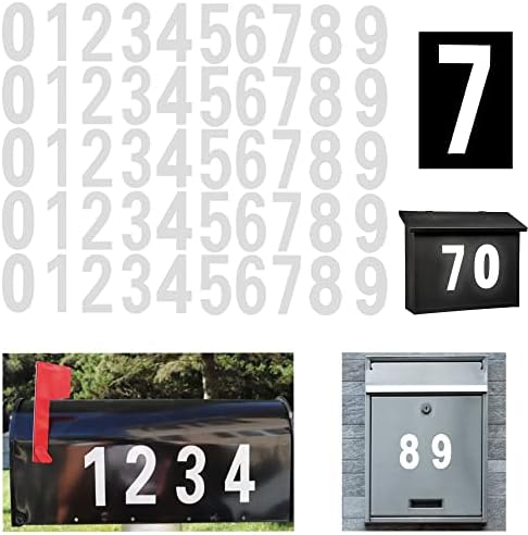 Място на пощенски кутии за улица, на 5 групи по-Големи самозалепващи Адресат на номера на пощенската кутия, на вратата на дома (4 инча, сребро)