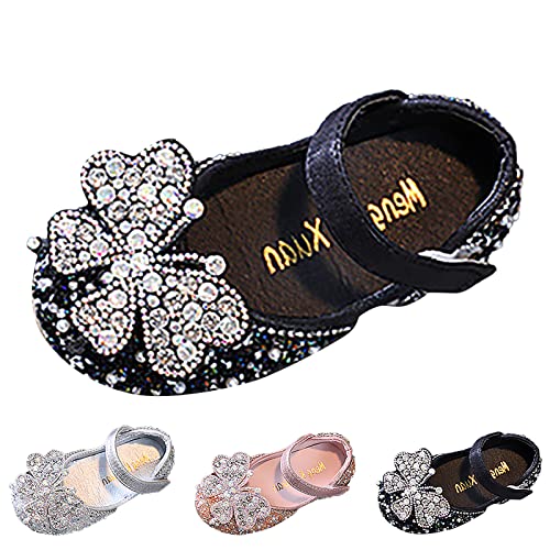 Модерен пролетно-летни танцови обувки за момичета, обувки, за да се изяви в рокля на принцеса на равна подметка (черни, за деца 4-4,5 години)