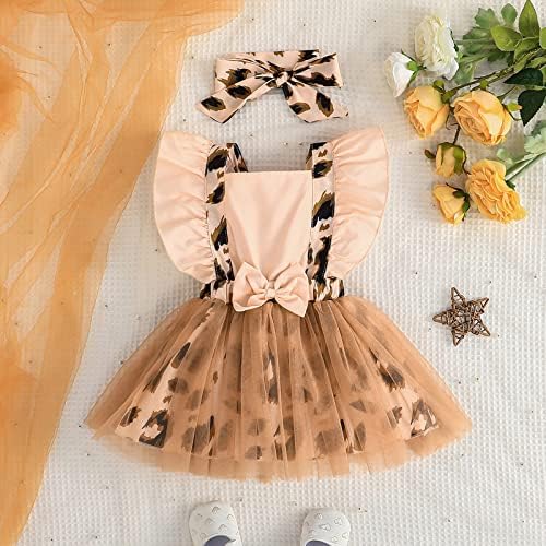 Лятното Модно рокля Без Ръкави с Леопардовым принтом за малки момичета, Превръзка на главата, Комплект дрехи от 2 теми, Подарък за дете