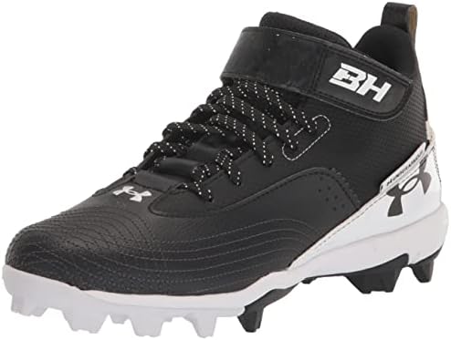 Мъжки и бейзболни обувки Under Armour Харпър 7 със средно гумено формовкой, (001) Черен/Бял/Black, 8