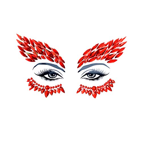 Стикер с кристали Нева Гол Devil ' s Адвокат Red Wing Jewel за лице - Лицето камъни за Карнавали, Хелоуин, Фестивали, Рейвов и партита