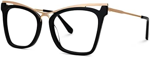 Zeelool Шик Големи Очила в рамки очила Котешко око с Прозрачни Лещи, Метални Очила за Жени Kaedra ZJGX520498