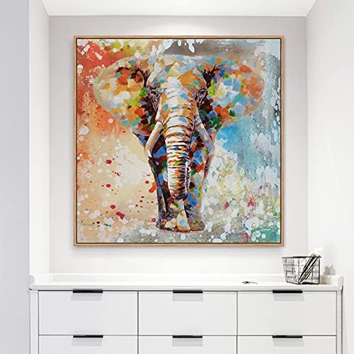 Голяма картина с маслени бои, Боядисване, Слон, Площада на Изкуството, Текстурированное Благоприятно за домашни Любимци, Лесна Модерна
