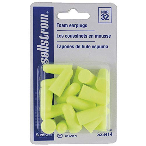 Еднократни тапи за уши от стиропор Sellstrom без кабел, 32 db NRR, Hi-Elbi Green (опаковка от 10 броя), S23414