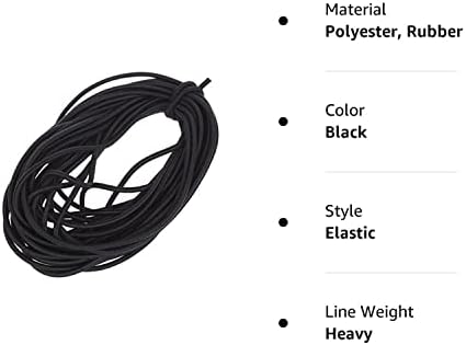 1/8 от инча (3 мм) черно море еластичен кръгъл кабел (период от 10 ярда)