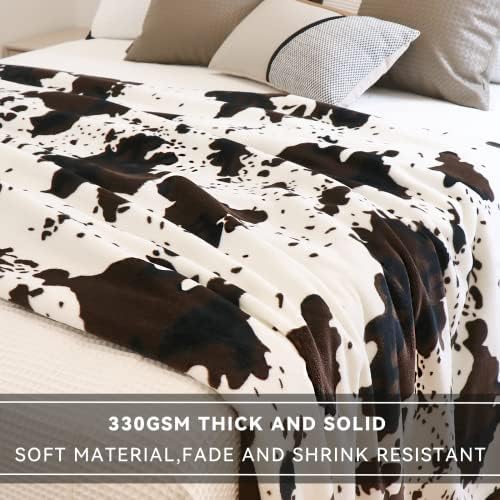 Флисовое Одеяло с принтом крави, Супер Мек Фланелен Уютни Завивки от крави, за възрастни, Леки, Пухкави Завивки от крави, за разтегателни