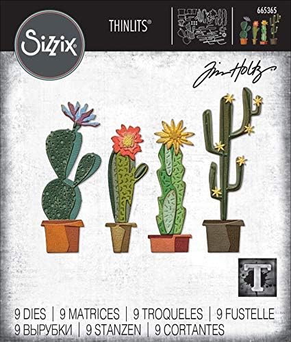 Комплект печати Sizzix Thinlits 9PK Фънки Cactus от Тим Хольца, 665365, Многоцветен
