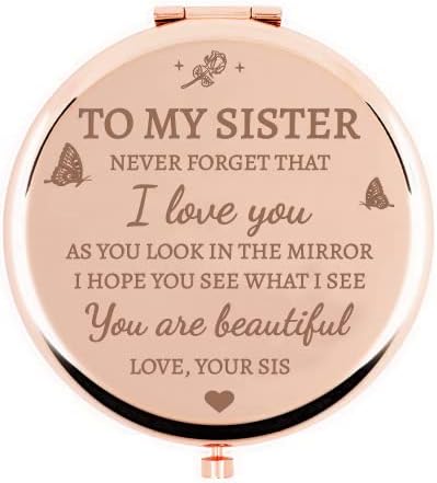 Сестра Подаръци от Сестра, Сестра Ми Компактно Огледало, Сестра ми Подаръци за рождения Ден на Сестра, Брат, Сестра Подаръци на