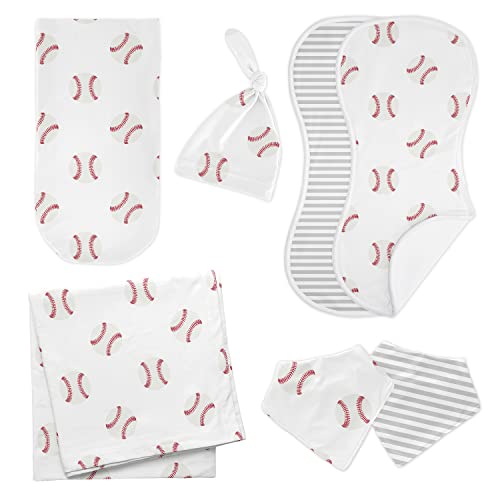 Подаръчен Комплект за бейзбол Sweet Jojo Designs Sports Boy Newborn Essentials Baby Layette Set - Червено-Бяла американска облекло