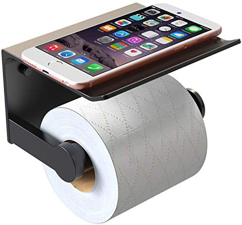 Държач за тоалетна хартия Vdomus с държач за телефон, Алуминий, Защитен от ръжда, Лесно се Монтира на стената с Вграден рафт за