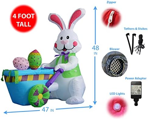 Комплект от две декорации за Великден партита, включва в себе си великденския заек в височина 4 фута с цветни яйца и пасхалната