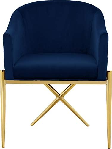 Meridian Furniture Xavier Collection Модерен Кът за кресло с кадифена тапицерия и здрави стоманени Х-образна лети крака, 25,5