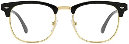 JATUKE Ретро Полуободковые Сини Светозащитные Очила С Полукадровой Възбудена Рамки на Компютърни Очила