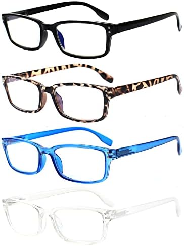 Kerecsen 4 Опаковки Очила за четене за Жени /Мъже, Очила за Четене на Пролетта Панти, по-Леки Очила