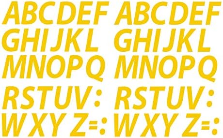 Винилови стикери с жълти букви на азбуката от A до Z (X2 комплекта) Изберете размер от 1/2 до 12 (V610YellowItal) (височина 5 см)