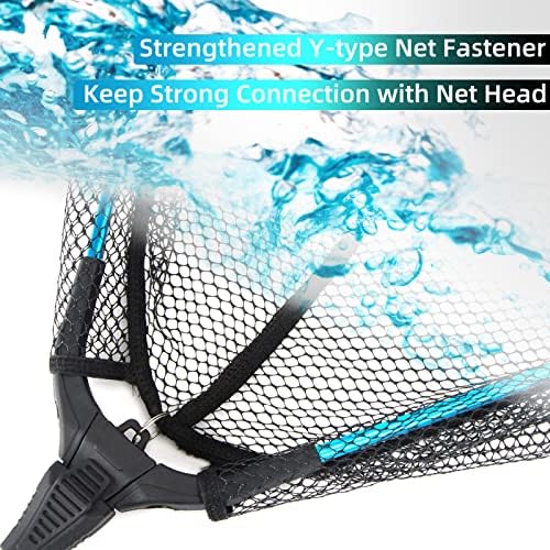 FunVZU Fishing Net Folding Landing Net - Сгъваеми рибарски мрежи с телескопична дръжка за въдица, Здрава мрежа без възли с гумено покритие,