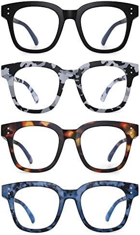 SOPHILY, 4 опаковки, модни извънгабаритни очила за четене за жени, блокиране на синя светлина, стилни дамски слънчеви очила за четене в
