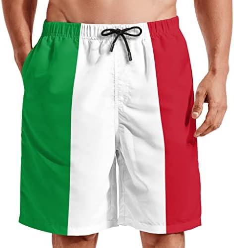 Мъжки Летни Шорти За Плуване С Принтом На Италианското Знаме, Ежедневни, Плажни Шорти, Бански Костюми, Бански Бял Цвят