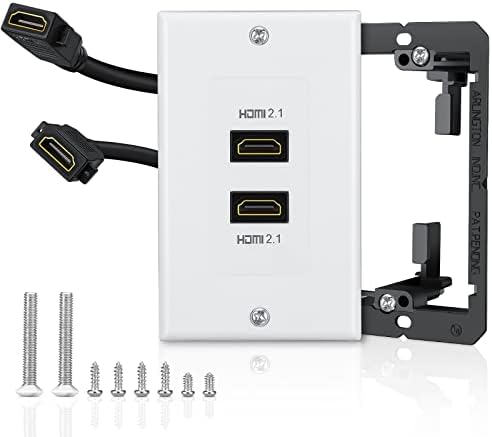 Стенни панела HDMI 2.1 (2 порта), стенни изход Electop 8K HDMI с метална монтаж за монтиране на стена ниско напрежение, поддържа 8K
