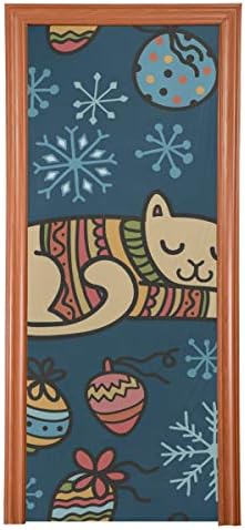 Украса на Входната врата Приказно Коледни Котки Топли Пуловери Безпроблемно Вратата на Стаята Декорация на Трайно Тканевое