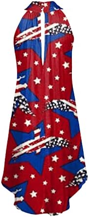 LKPJJFRG женствена мини рокля без ръкави, модерно рокля на четвърти юли от звездите на САЩ, драпированное рокля на бретелях дължина