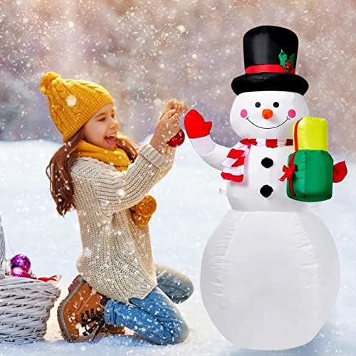 Коледа Надувное Украса във формата на Снежен човек, 5-футовое Надувное Коледна украса във формата на Снежен човек с Подобрени Въртящи led