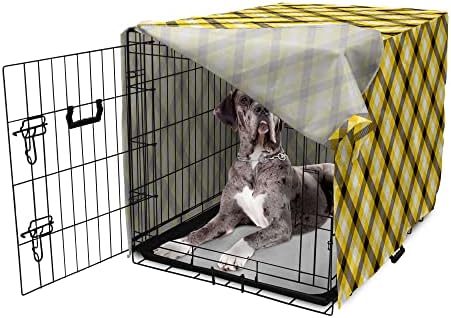 Foldout Калъф за клетка за кучета в клетката Бъфало, Карирани Модел от Диагонални Квадратчета, Модерни цветове, Класически