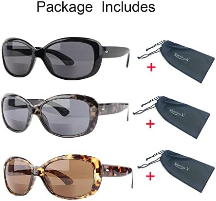 Слънчеви очила YsorrisoX Бифокални за жените, 3 Комплекта Вградени Точки за четене на открито