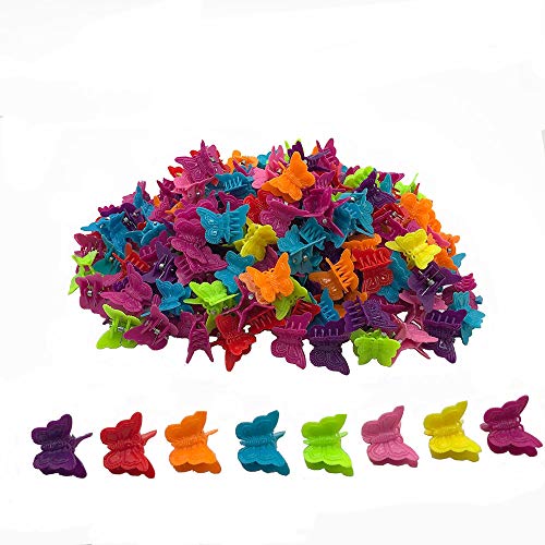 100 Опаковки Цветни Заколок за коса с пеперуди, Красиви Мини Щипки за коса с Пеперуди, Аксесоари за Коса, за жени или Момичета,