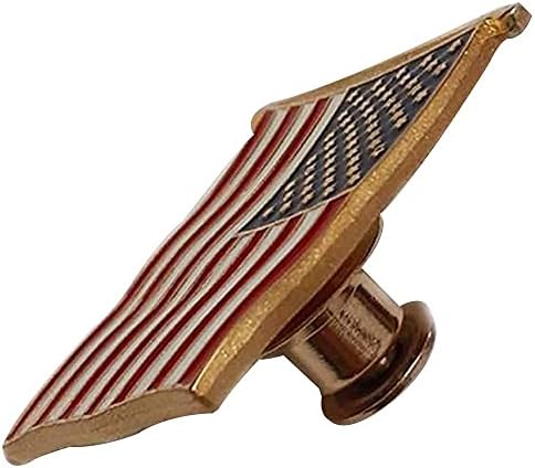 Патриотични игли с развевающимся флага на сащ в Шапка и Ревера - Една на жени | Произведено в САЩ | 7/8 x 7/8 | Латунная Златна