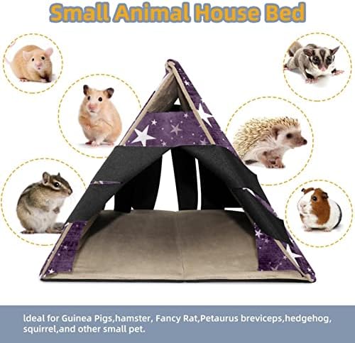 Къща-Легло за Морски Свинчета, Голямо Скривалище на Заек, Гнездо на Малки Животни, Клетка за Хамстер, Местообитания Звезди на Фона на Purple
