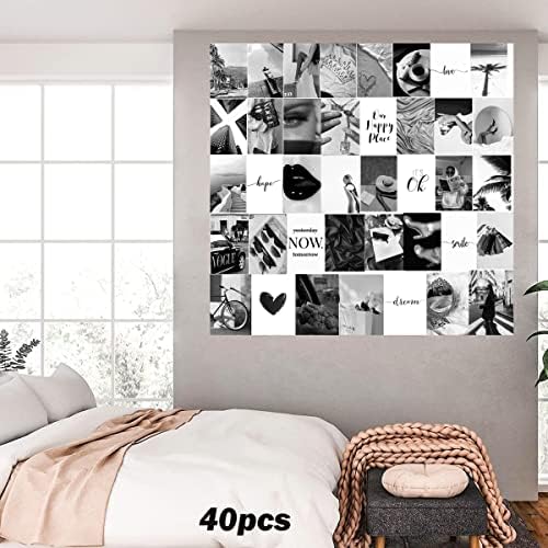Michgar 40 бр., черно-бял комплект за колаж, снимки на декора на стените, -4 x6, черно-бял комплект за колажа, естетични