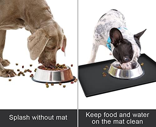 Силиконов Водоустойчив мат за храна за кучета Erbine, Подложка за Хранене на домашни животни, с вдигнати краища за предотвратяване