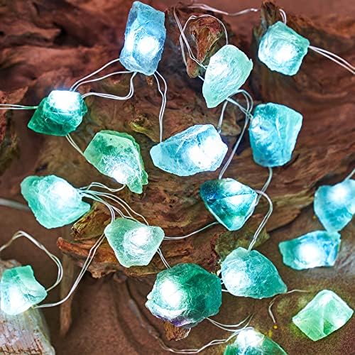 BELNIAK Гирлянди от естествен флуорит с декорация във формата на кристали, Промяна в цвета на закрито, на Новост, Страхотни