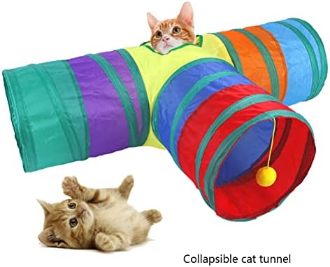 Naroote Rainbow Сгъваем Котешки Тунел Подобрява отношенията с домашни любимци 3-Лентов Интерактивен Котешки Тунел Увеличава Любопитството