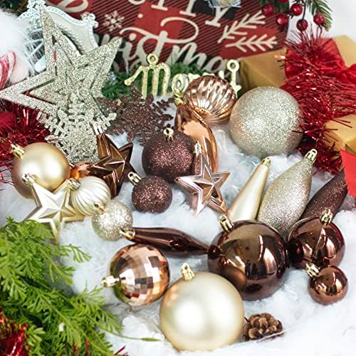 Декорация за Коледни топки PEIDUO за Коледни Елхи, Нечупливи Украса за Коледната Елха тегло 119 карата, Набор от Златни Коледна украса