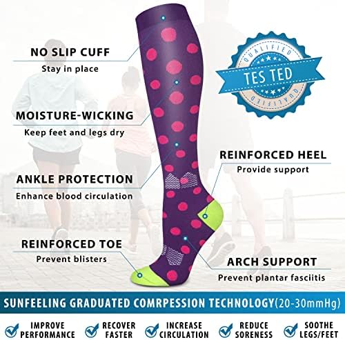 Компресия чорапи SunFeeling за жени и мъже Circulation (3 чифта) - най-Добрата подкрепа за джогинг, възстановяване, колоездене