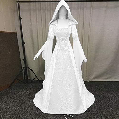 Средновековна рокля ZEFOTIM, женски винтажное рокля-наметало на вещица с качулка, средновековна сватбена рокля с ръкави-тръби, рокля