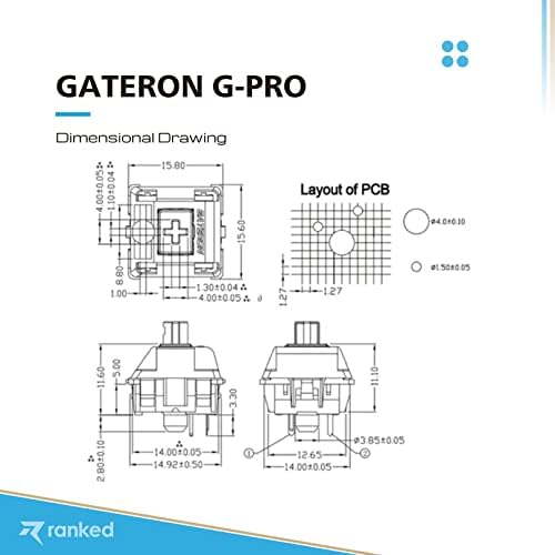 Набор от ключове Gateron ks-9 G PRO за механичните слот клавиатури | Монтирани на плоча | Предварително се намазва (Gateron PRO Red,