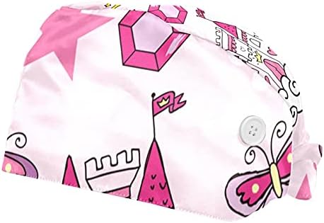 Девчачья Розова Работна Шапка Princess Castle с Пуговицей, Модни Шапчица-Търкане с Начесом За жени и мъже, 2 опаковки
