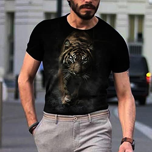 Мъжка тениска с графичен Дизайн, Хипстерская риза в стил Хип-Хоп с Принтом Тигър и Леопард, Тениска с Къс Ръкав, Цветен Блок, Графити,