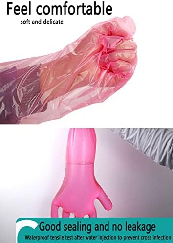 Еднократна дълги пластмасови ръкавици QDAOYU (50 бр.), Ветеринарни Ректално ръкавицата за осеменяване с дълги ръкави за Домашно