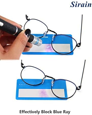 Sirain Blue Light Блокер Очила с Кръгли Рамки За очила в Ретро стил, Стилни Очила за компютърни игри със защита от Синьо излъчване (без