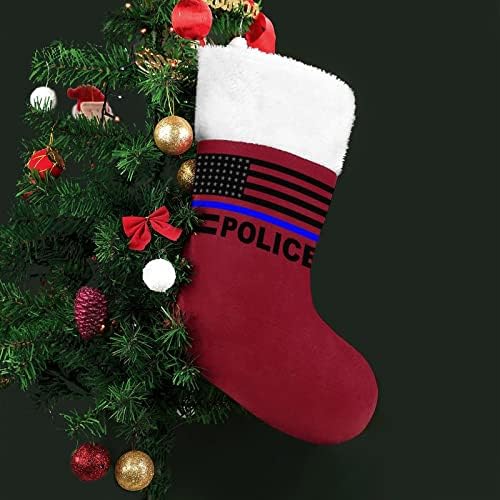 Полицията на САЩ Синя Линия Черен Флаг Червени Коледни Празници Чорапи Дом Декорации за Коледната Елха Окачени Чорапи За Камината