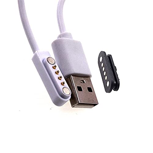 KIMLLOYD 2 Комплекта Магнитен Конектор за Пого пин 4-Пинов USB Кабел За Зареждане и Прехвърляне на данни, А Вид Мъжки 600 мм