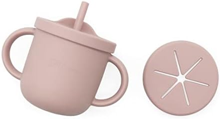 Силиконовата детска чаша Pitchuka С соломинкой и капак и бутилиране (Розово-розови)